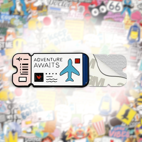 Adventure Awaits Boarding Pass Metal Phone Sticker With 3M Sticky Backing - StickyPins