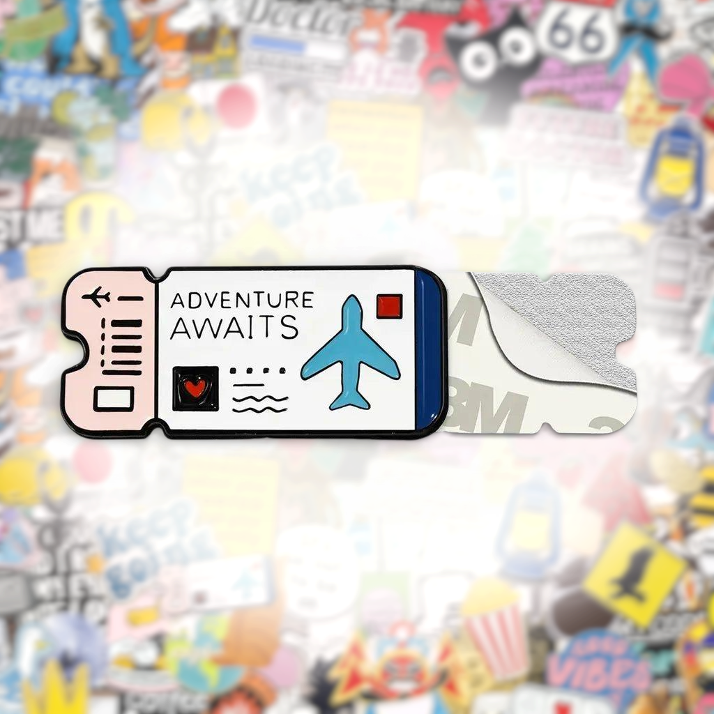 Adventure Awaits Boarding Pass Metal Phone Sticker With 3M Sticky Backing - StickyPins