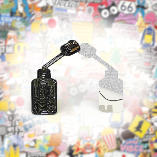 Black Perfume Bottle Metal Phone Sticker With 3M Sticky Backing - StickyPins