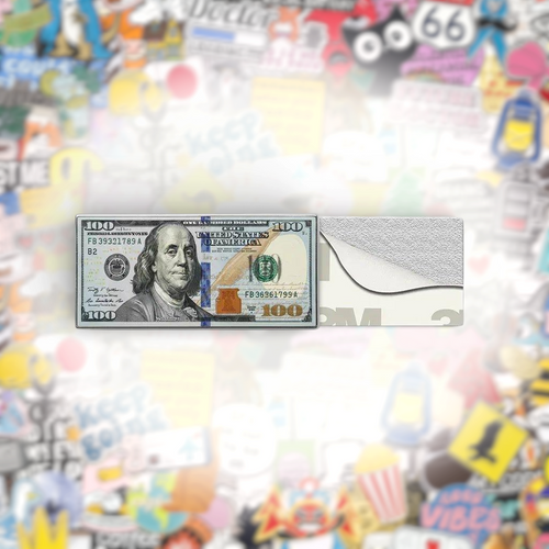 100 Dollar Bill Metal Phone Sticker With 3M Sticky Backing - StickyPins