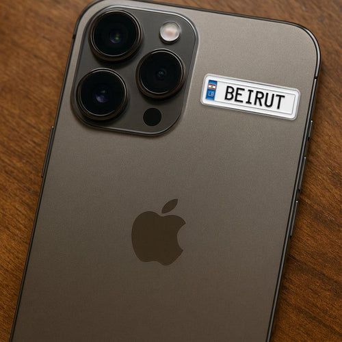 Beirut Number Plate Metal Phone Sticker With 3M Sticky Backing - StickyPins