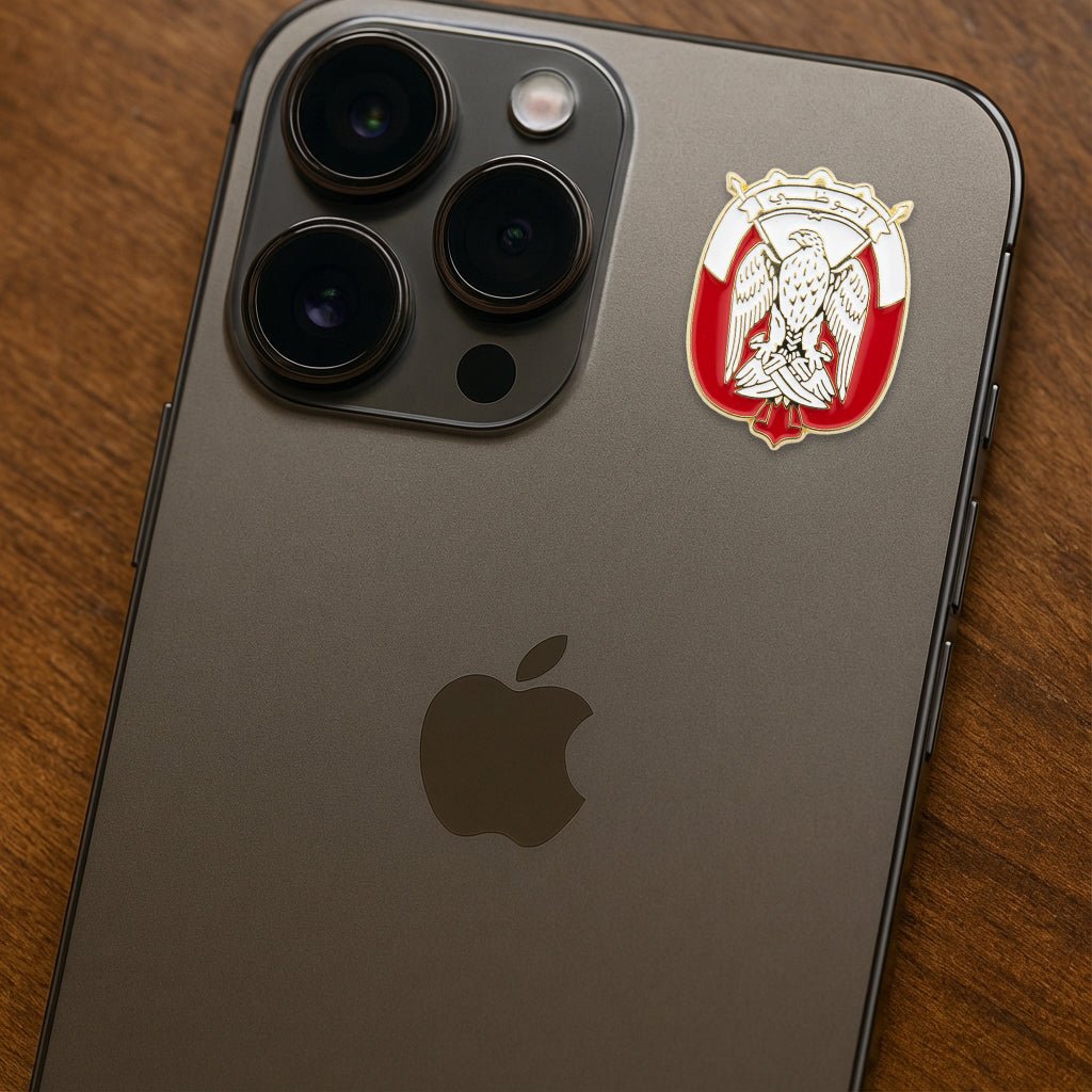 Abu Dhabi Coat of Arms Metal Phone Sticker With 3M Sticky Backing - StickyPins